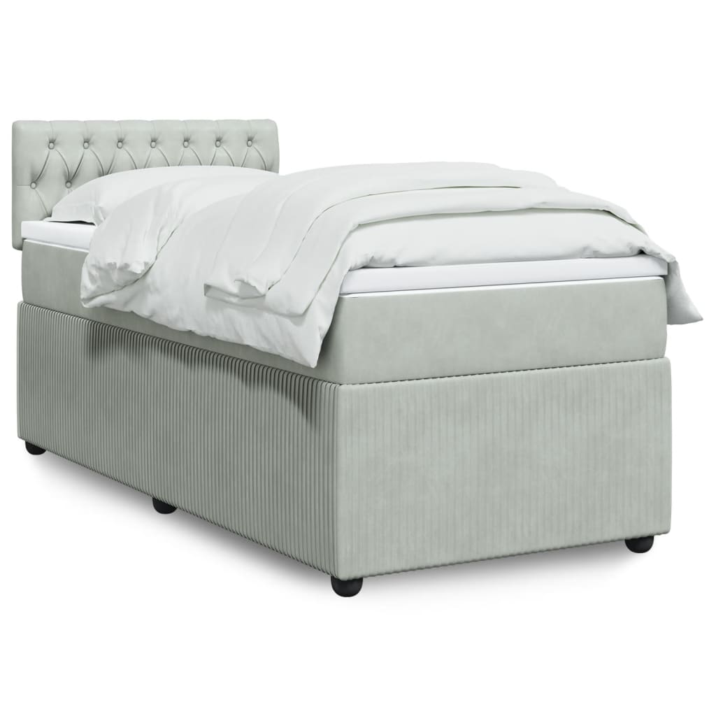 vidaXL Sommier à lattes de lit et matelas Gris clair 90x190 cm Velours