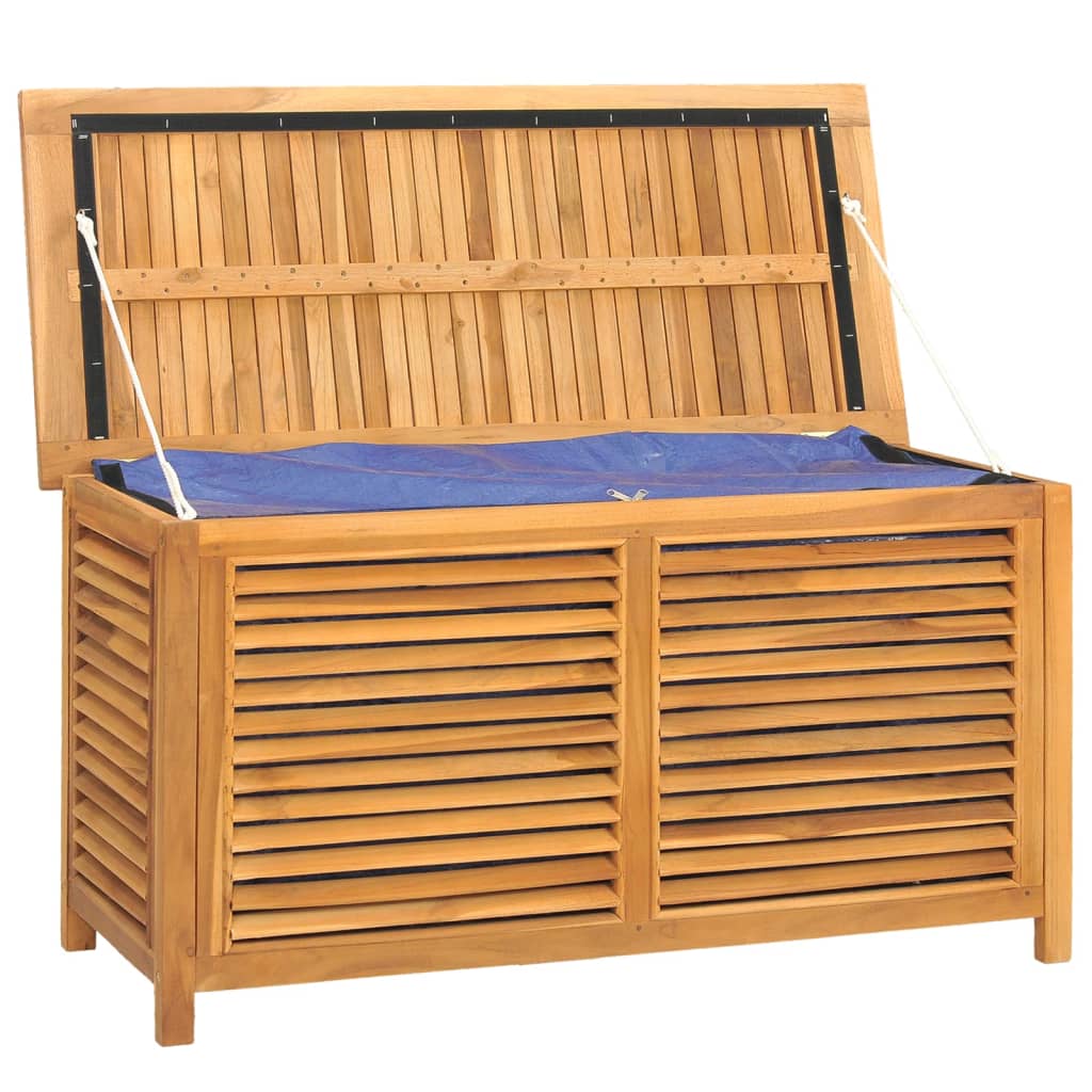 vidaXL Boîte de rangement jardin et sac 114x50x58 cm bois massif teck