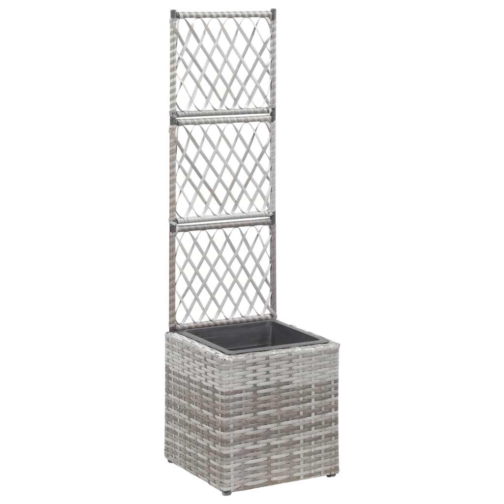 vidaXL Lit surélevé en treillis 1 pot 30x30x107 cm Résine tressée Gris