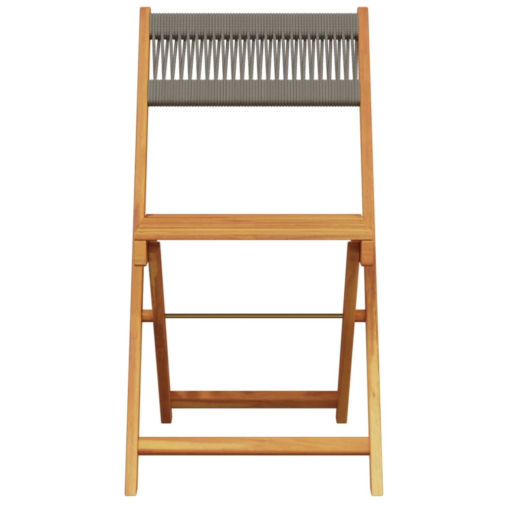 vidaXL Ensemble de bistro 3 pcs gris polypropylène et bois massif