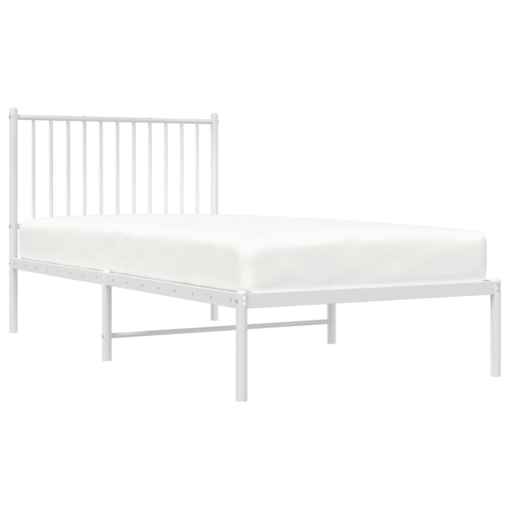 vidaXL Cadre de lit métal sans matelas avec tête de lit blanc 90x190cm