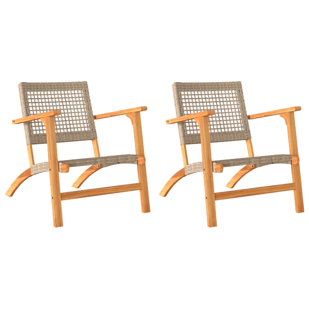 vidaXL Chaises de jardin lot de 2 beige résine tressée bois d’acacia