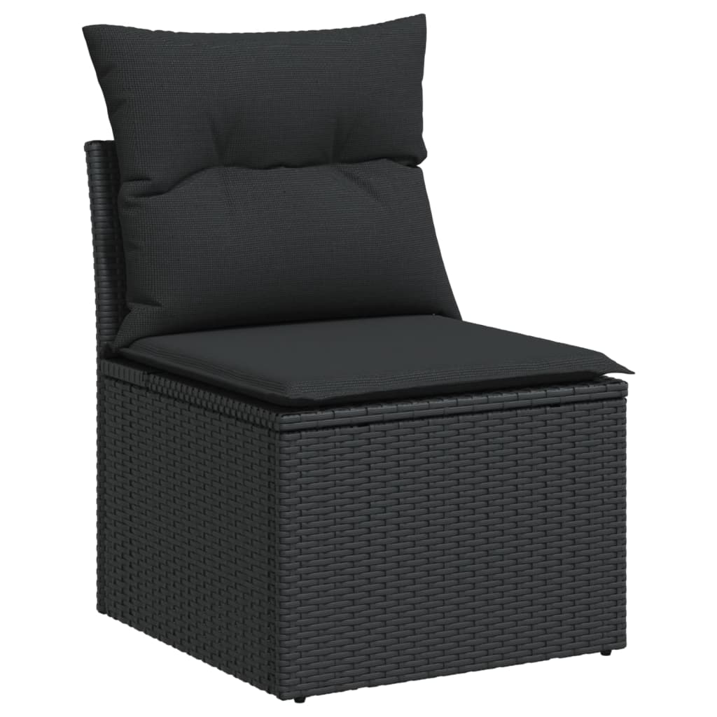 vidaXL Salon de jardin 12 pcs avec coussins noir résine tressée