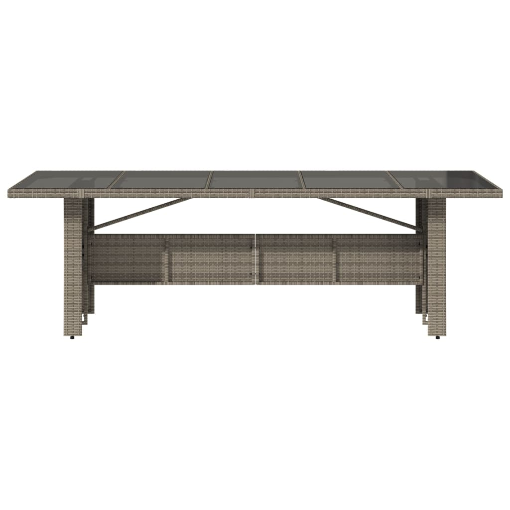 vidaXL Table de jardin dessus en verre Gris 240x90x75cm Résine tressée