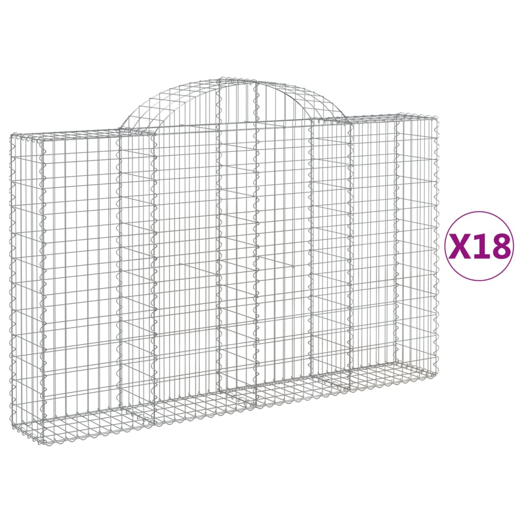 vidaXL Paniers à gabions arqués 18 pcs 200x30x120/140 cm Fer galvanisé