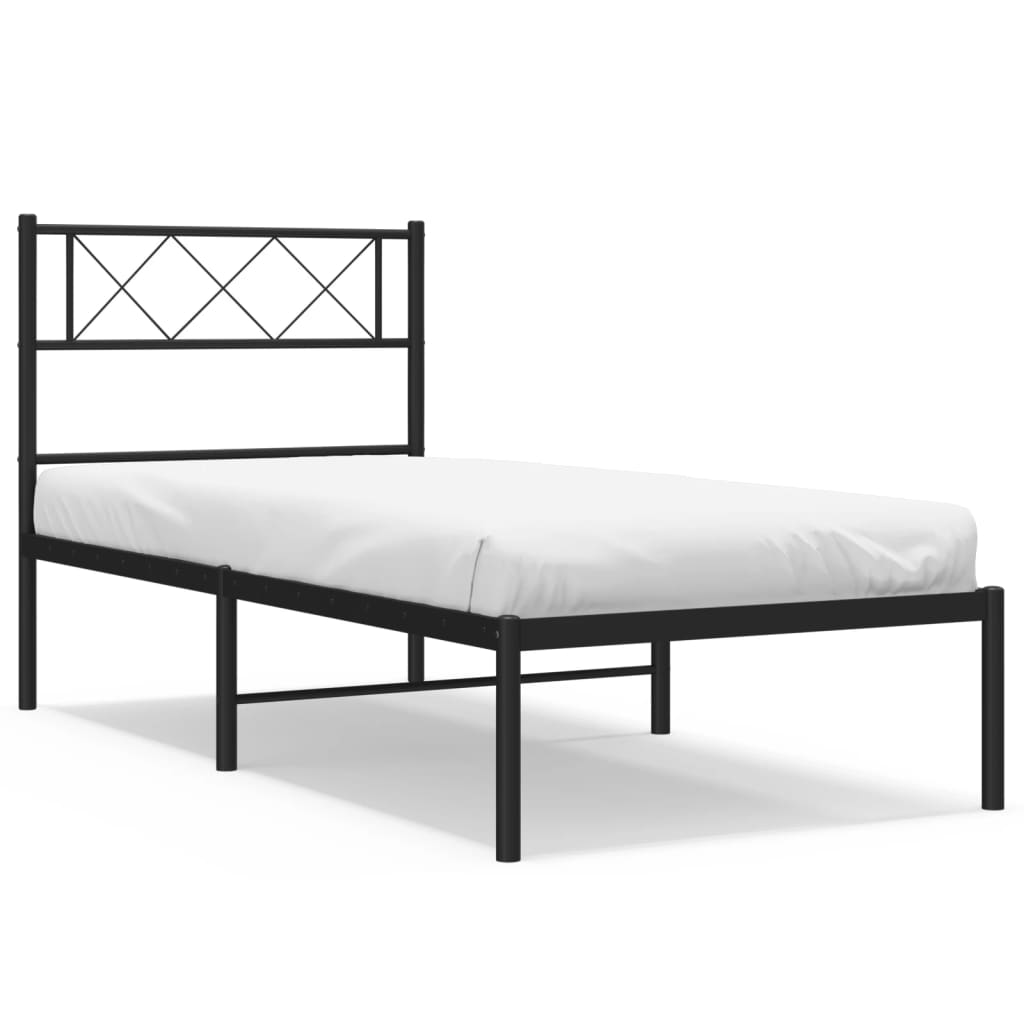 vidaXL Cadre de lit métal sans matelas avec tête de lit noir 100x190cm