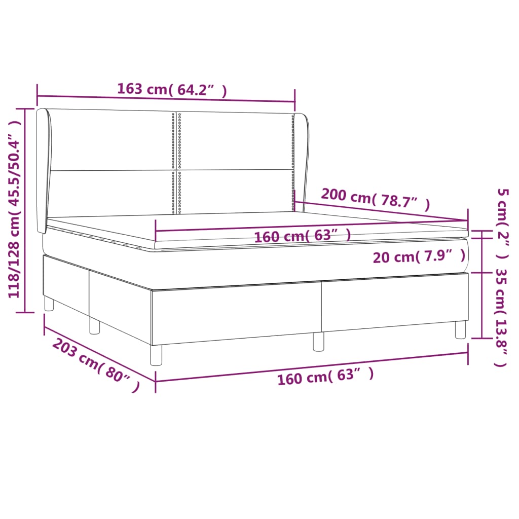 vidaXL Sommier à lattes de lit et matelas Gris foncé 160x200cm Velours