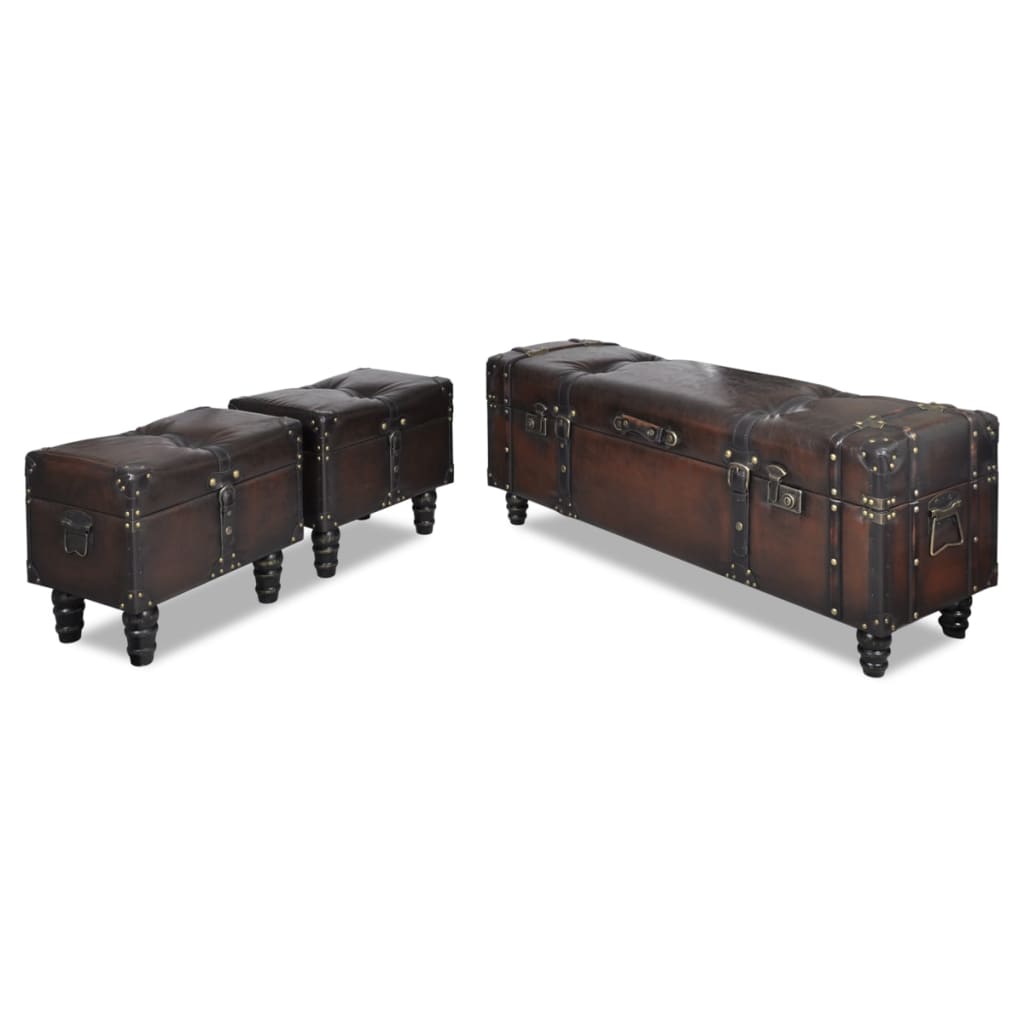 vidaXL Ensemble de bancs de rangement 3 pcs Marron