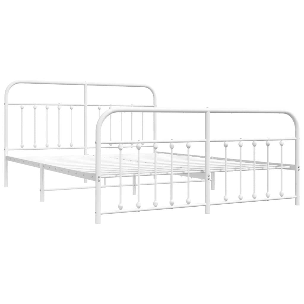 vidaXL Cadre de lit métal sans matelas et pied de lit blanc 183x213 cm