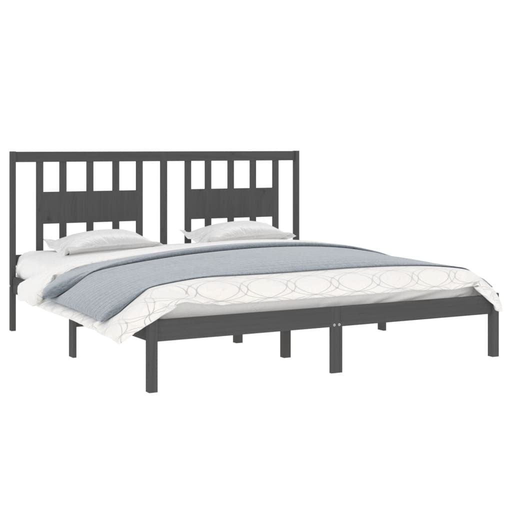 vidaXL Cadre de lit sans matelas gris bois massif 200x200 cm