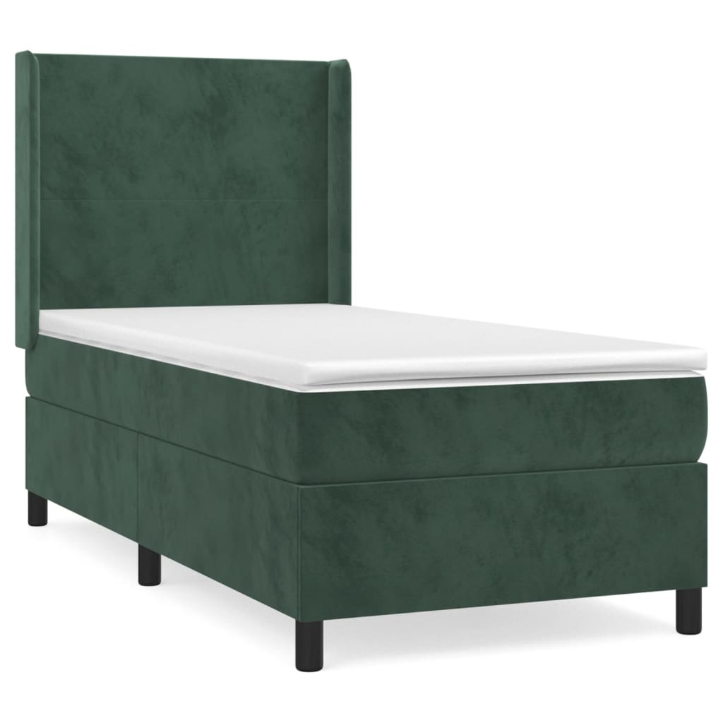 vidaXL Sommier à lattes de lit avec matelas Vert foncé 90x190 cm