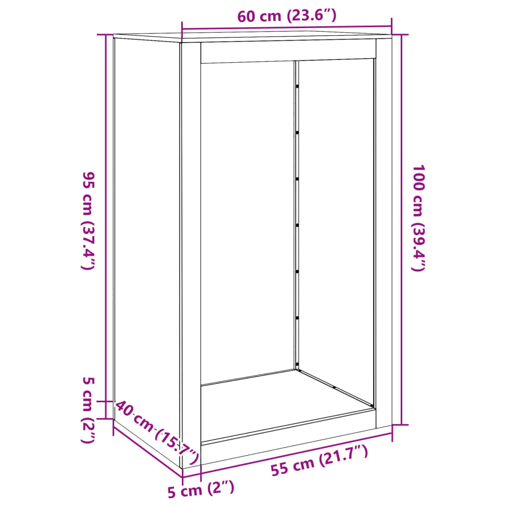 vidaXL Portant de bois de chauffage 60x40x100 cm acier inoxydable