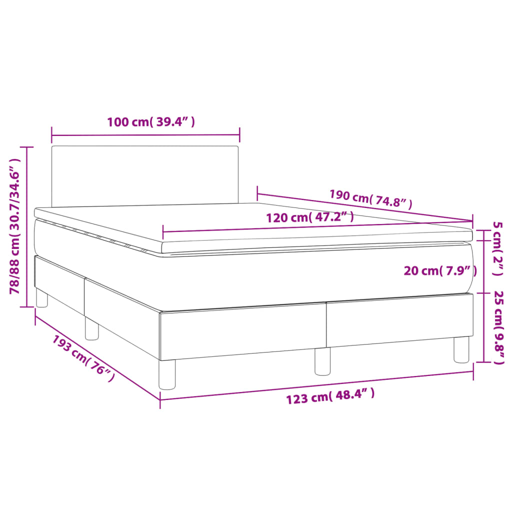 vidaXL Sommier à lattes de lit avec matelas bleu 120x190 cm tissu