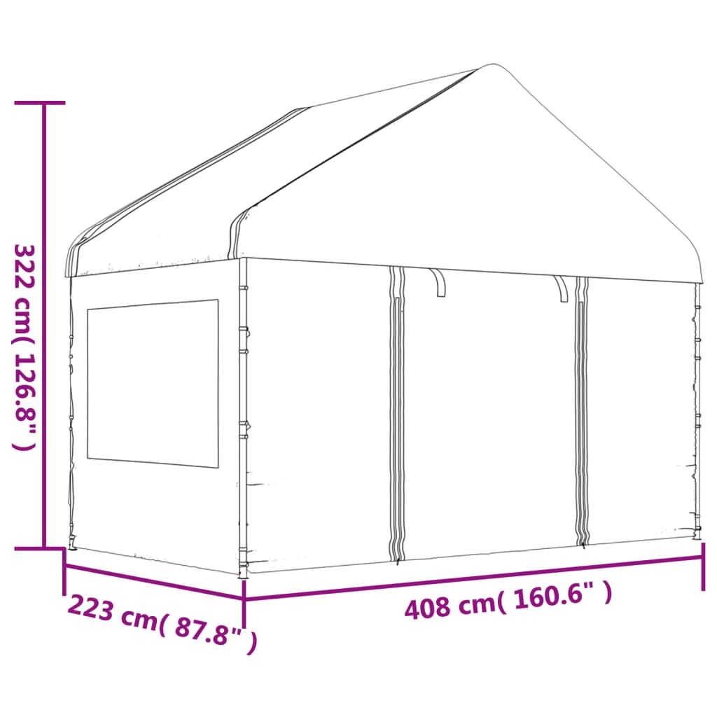 vidaXL Belvédère avec toit blanc 8,92x4,08x3,22 m polyéthylène