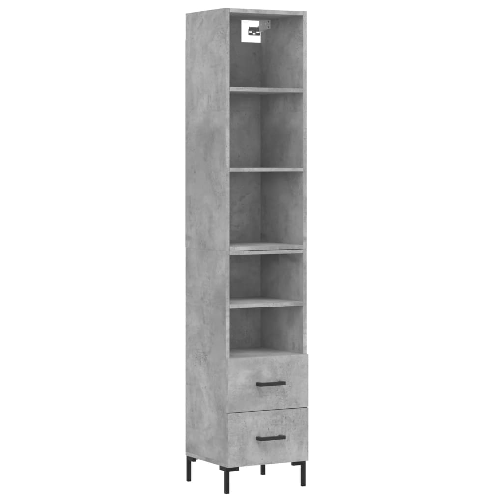 vidaXL Buffet haut Gris béton 34,5x34x180 cm Bois d'ingénierie