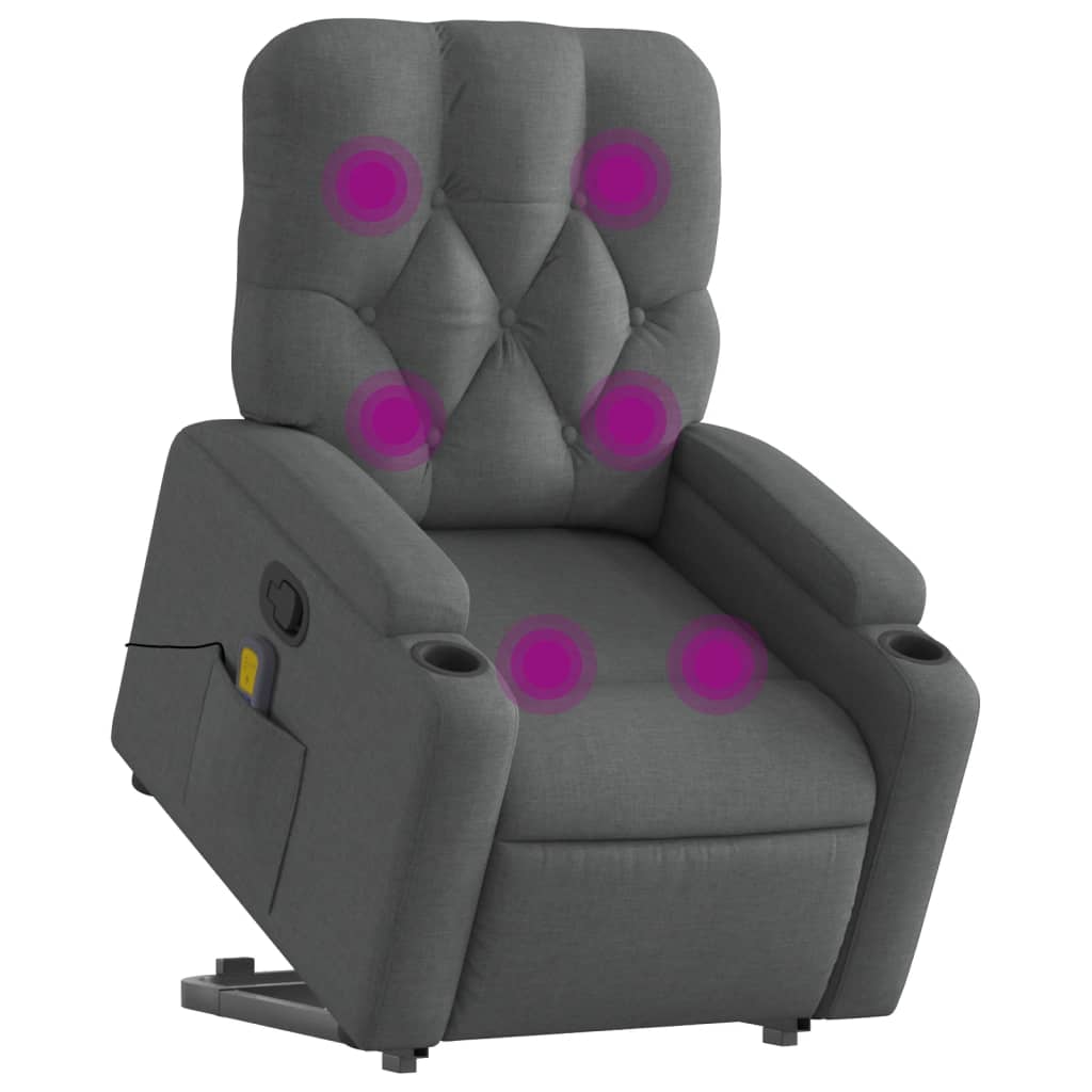 vidaXL Fauteuil de massage inclinable Gris foncé Tissu