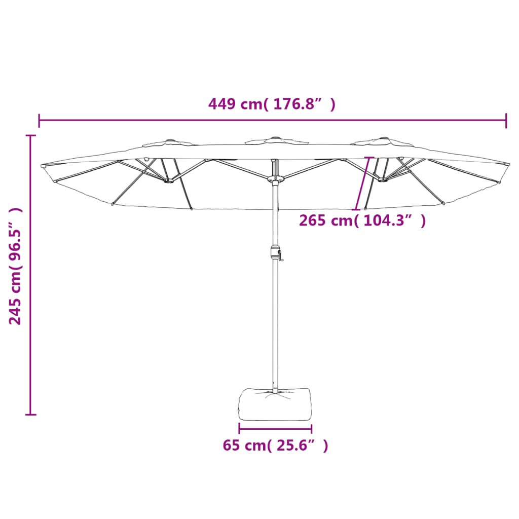 vidaXL Parasol à double tête avec LED anthracite 449x245 cm