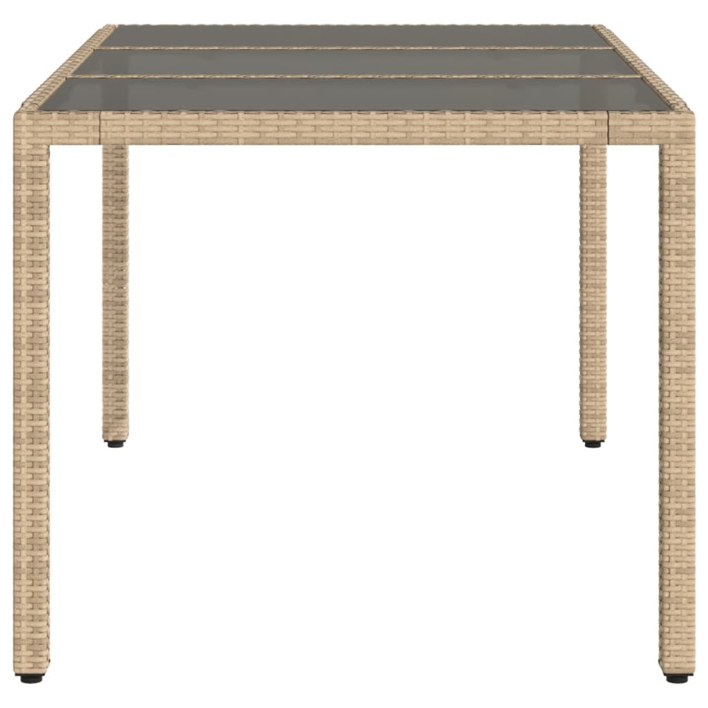 vidaXL Table de jardin avec dessus en verre beige résine tressée