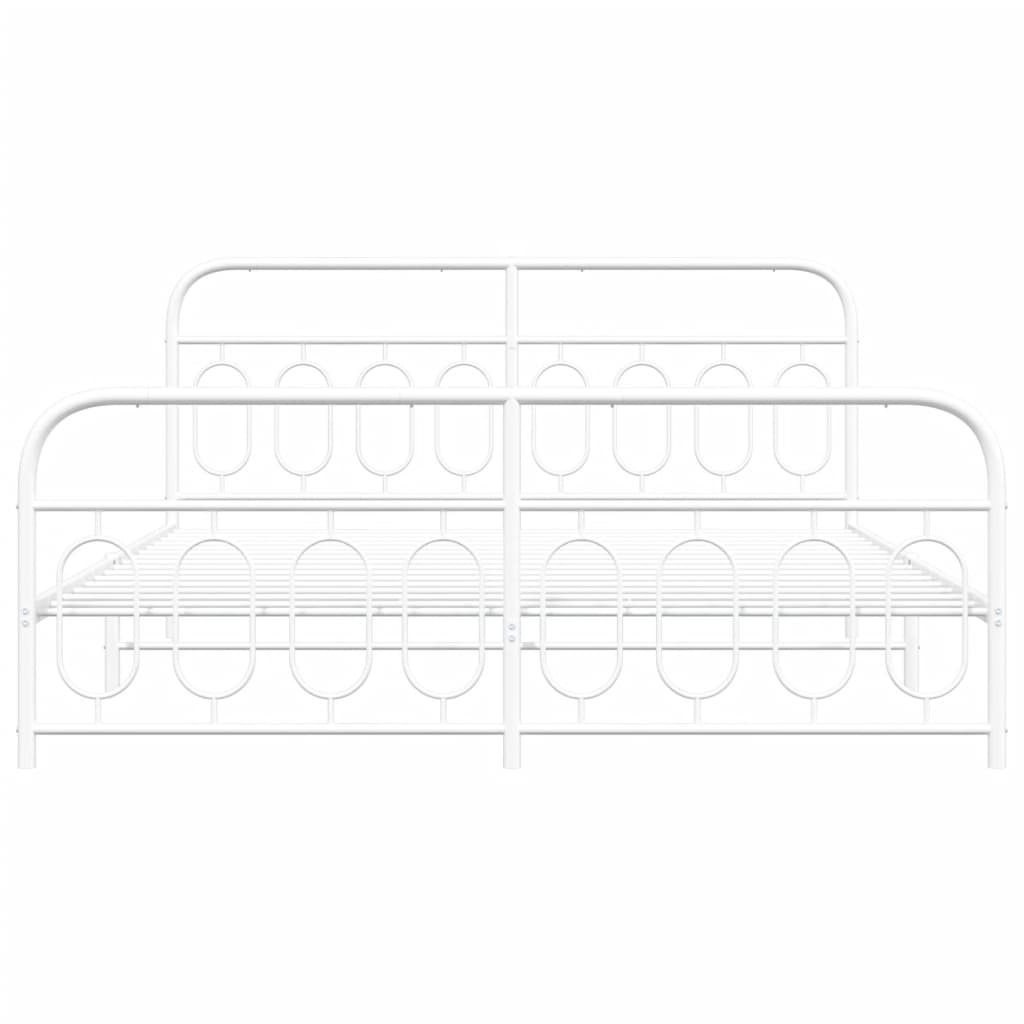 vidaXL Cadre de lit métal sans matelas et pied de lit blanc 183x213 cm