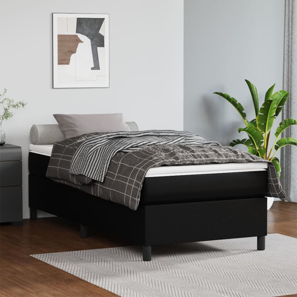 vidaXL Sommier à lattes de lit avec matelas Noir 90x190 cm Similicuir