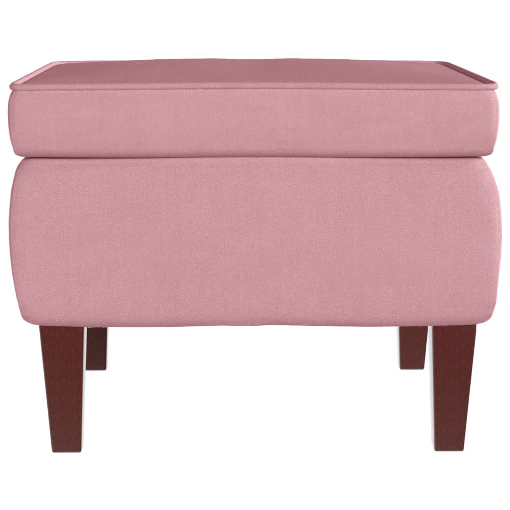 vidaXL Chaise à bascule avec pieds en bois et tabouret Rose Velours