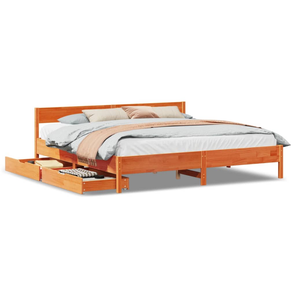 vidaXL Cadre de lit sans matelas cire marron 200x200cm bois pin massif