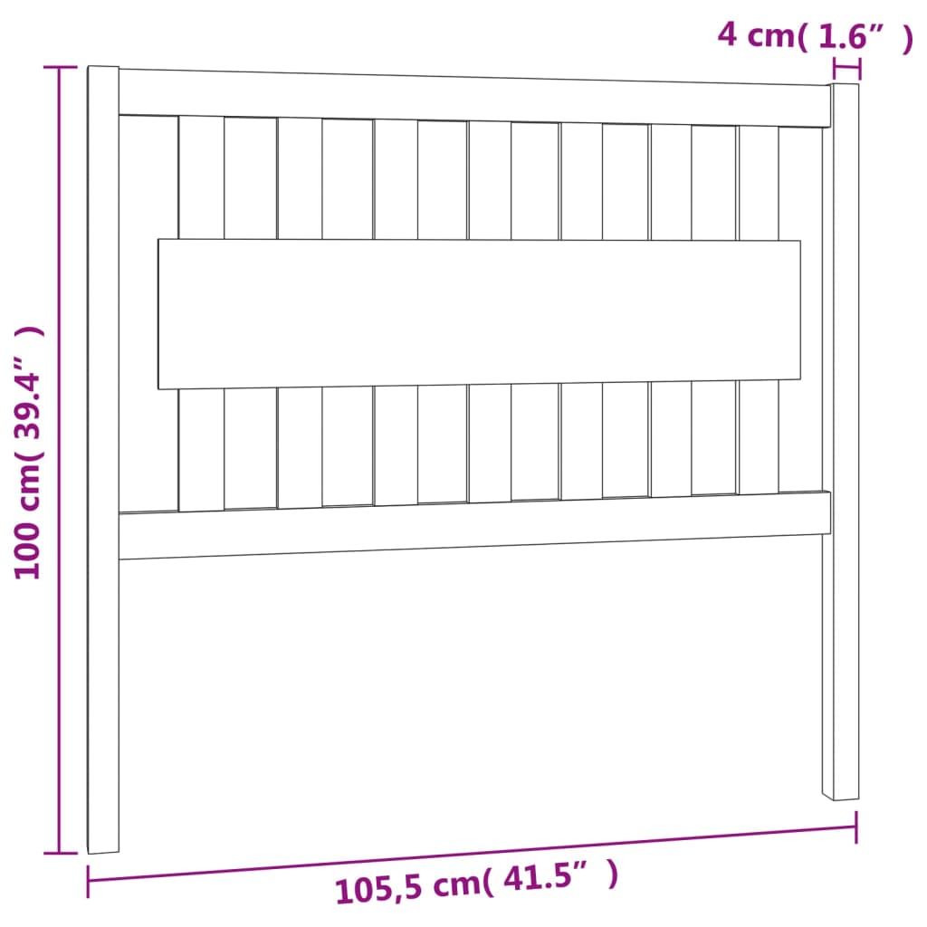 vidaXL Tête de lit Noir 105,5x4x100 cm Bois massif de pin