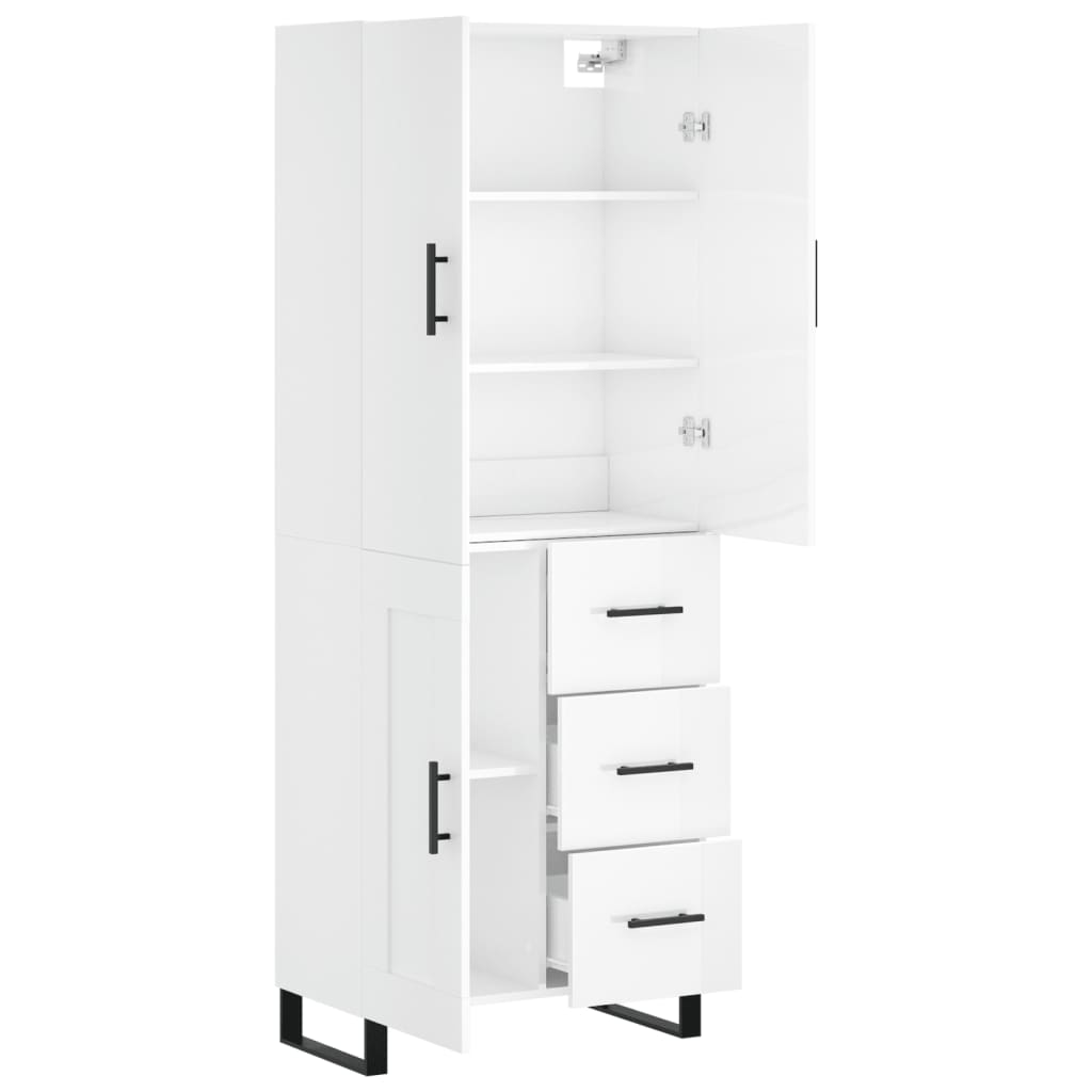 vidaXL Buffet haut Blanc brillant 69,5x34x180 cm Bois d'ingénierie