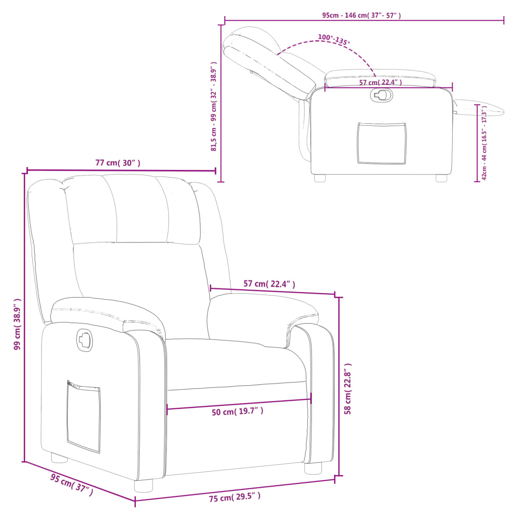 vidaXL Fauteuil inclinable Gris clair Tissu