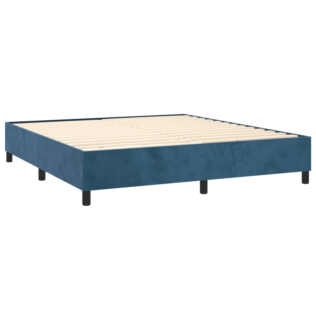 vidaXL Sommier à lattes de lit matelas et LED Bleu foncé 160x200 cm