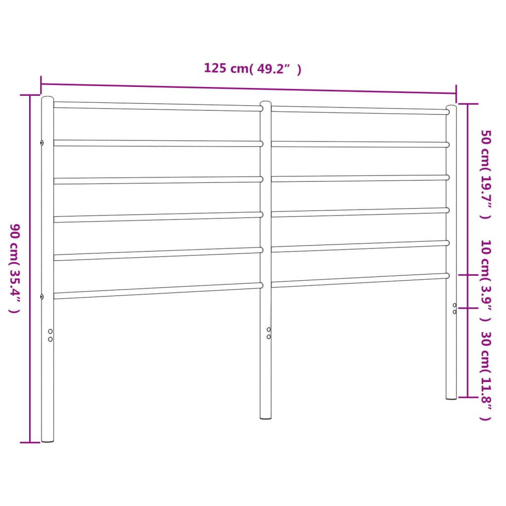 vidaXL Tête de lit métal noir 120 cm