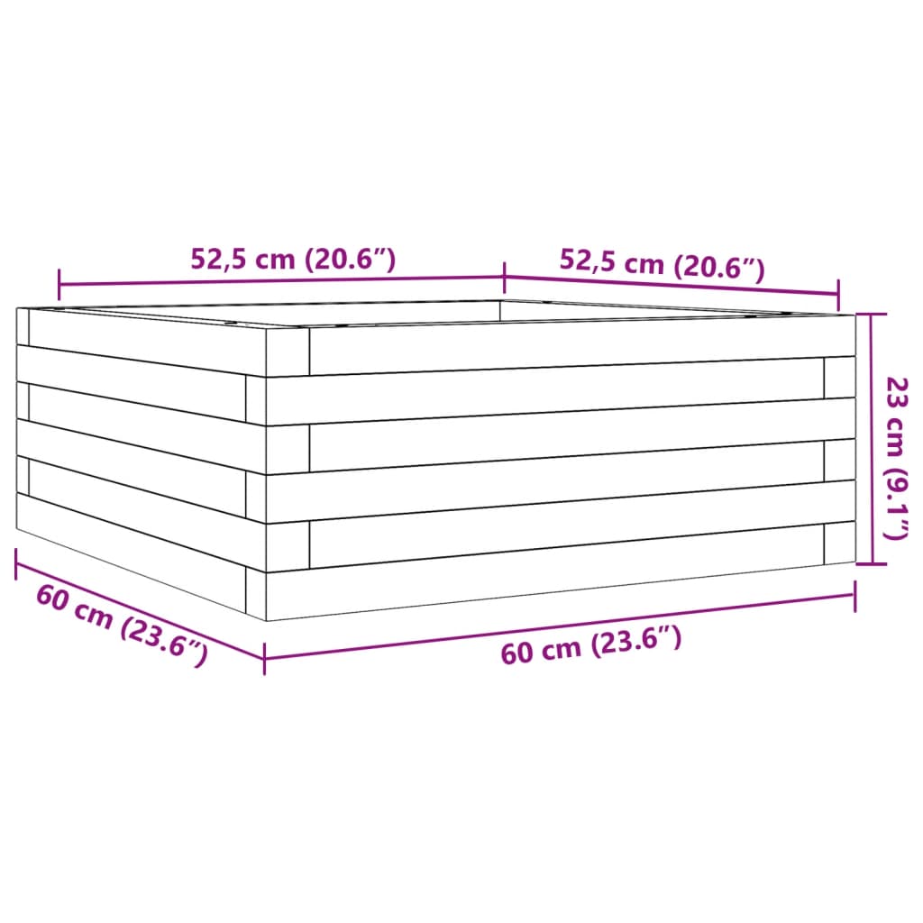 vidaXL Jardinière blanc 60x60x23 cm bois de pin massif