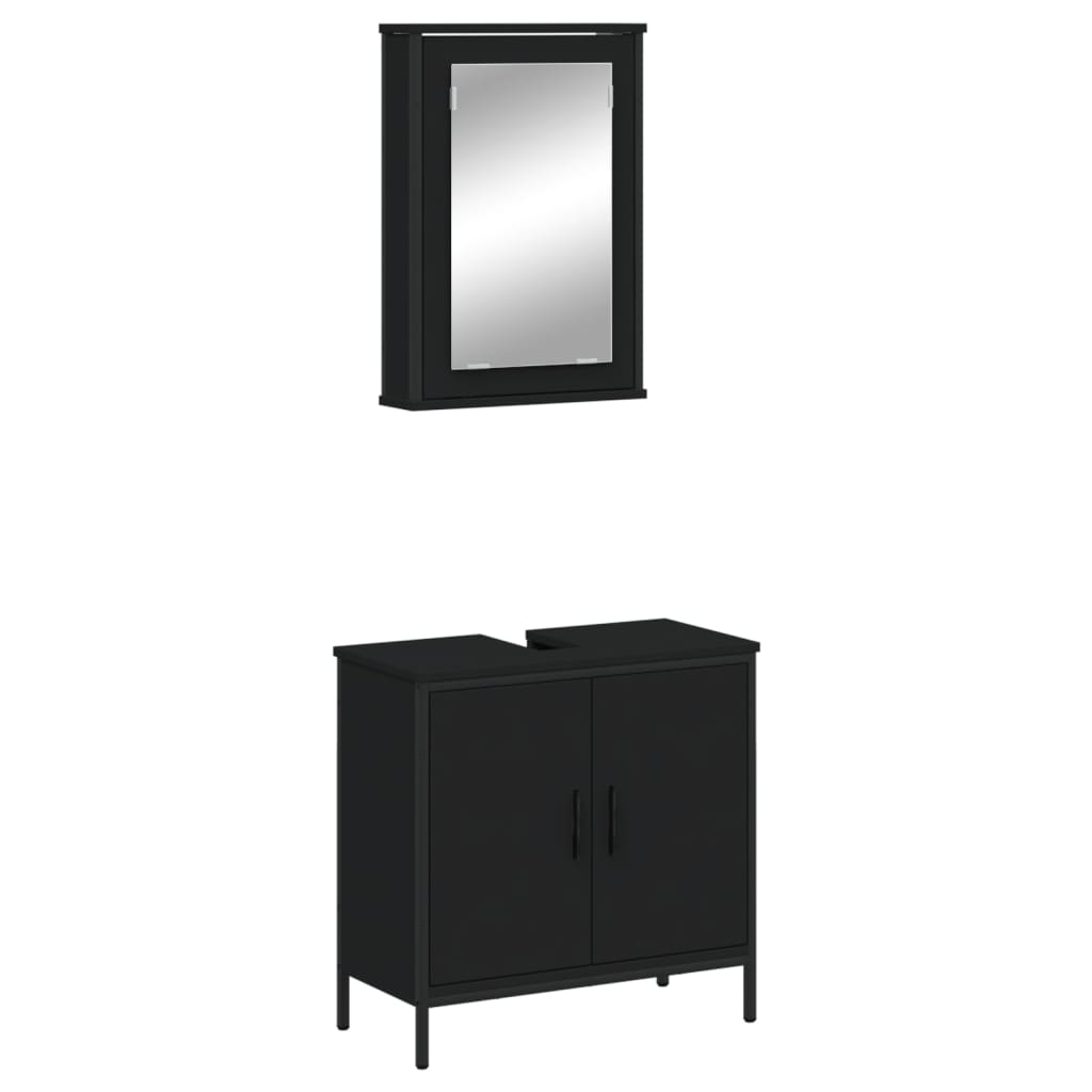 vidaXL Ensemble de meubles salle de bain 2 pcs noir bois d'ingénierie