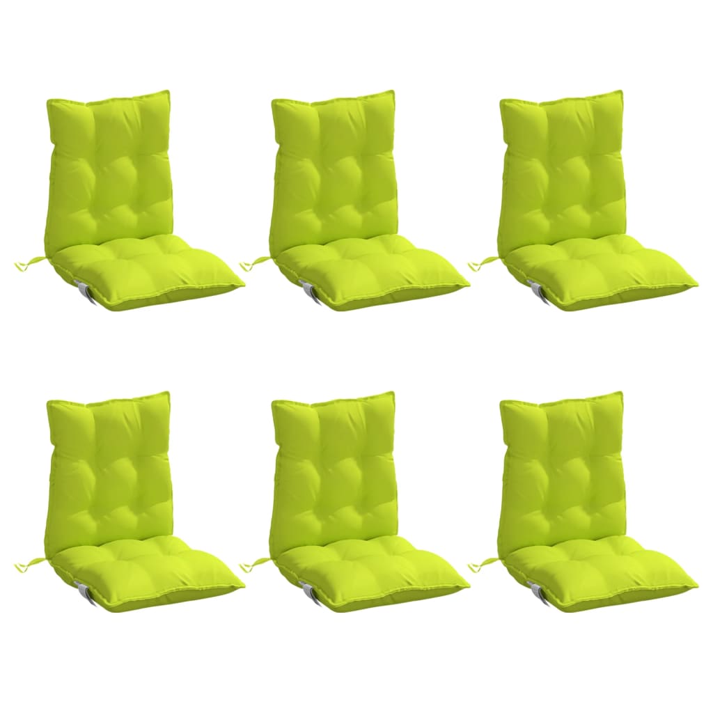 vidaXL Coussins de chaise à dossier bas lot de 6 vert vif