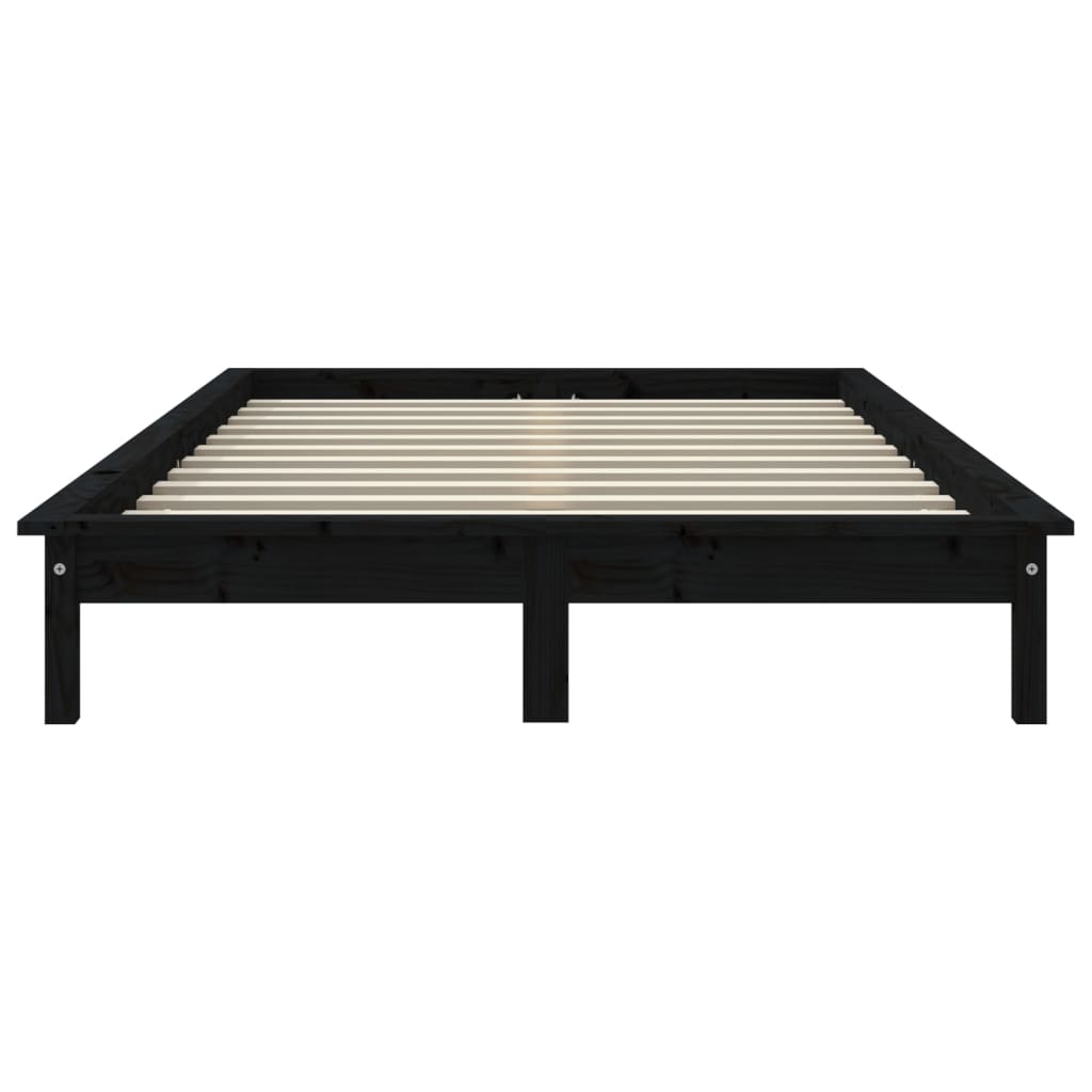 vidaXL Cadre de lit sans matelas noir 140x190 cm bois de pin massif