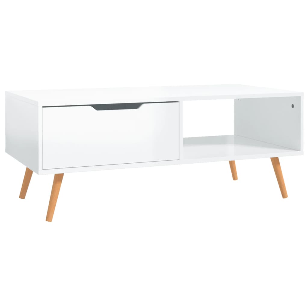 vidaXL Table basse Blanc brillant 100x49,5x43 cm Bois d'ingénierie