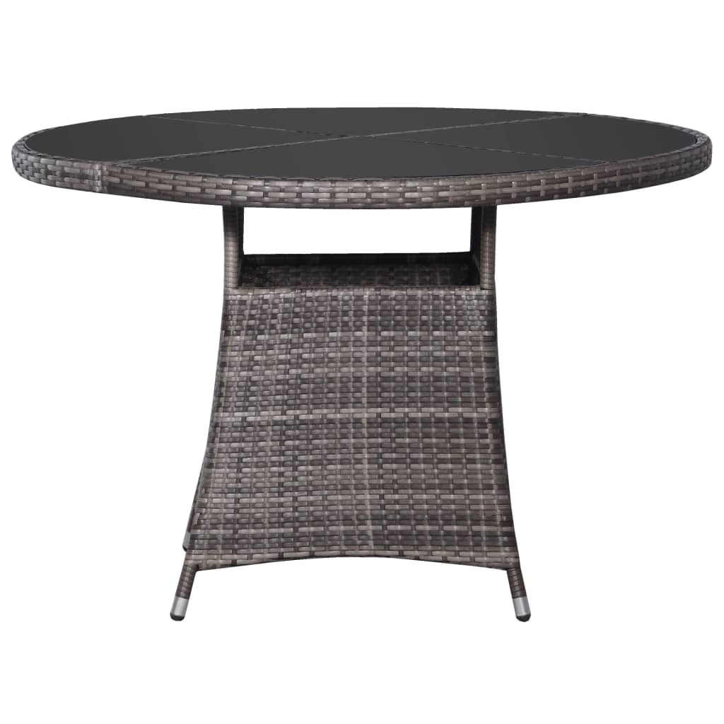 vidaXL Table de jardin gris Ø110x74 cm résine tressée