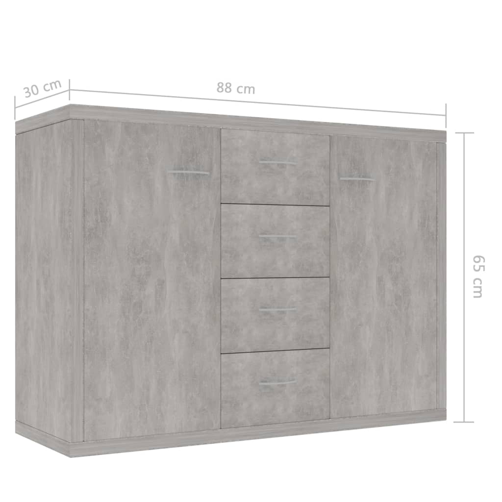 vidaXL Buffet Gris béton 88x30x65 cm Bois d'ingénierie