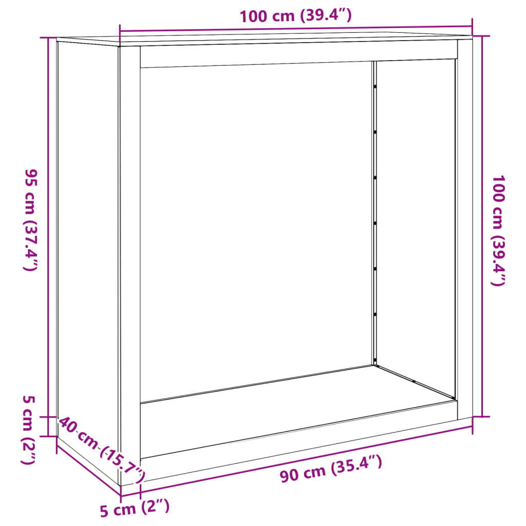 vidaXL Portant de bois de chauffage 100x40x100 cm acier galvanisé