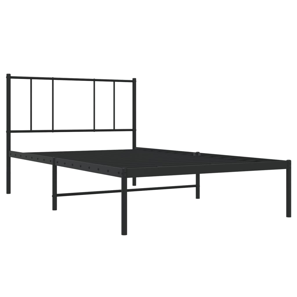 vidaXL Cadre de lit métal sans matelas avec tête de lit noir 90x200 cm