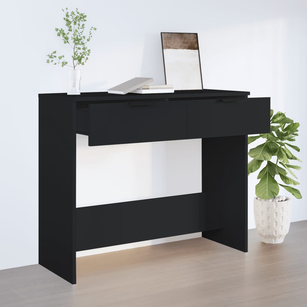 vidaXL Table console noir 90x36x75 cm bois d'ingénierie