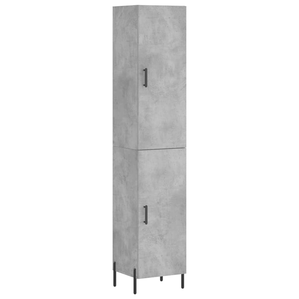 vidaXL Buffet haut Gris béton 34,5x34x180 cm Bois d'ingénierie