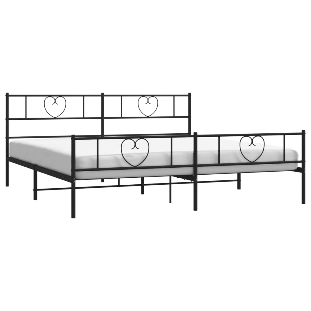 vidaXL Cadre de lit métal sans matelas avec pied de lit noir 200x200cm