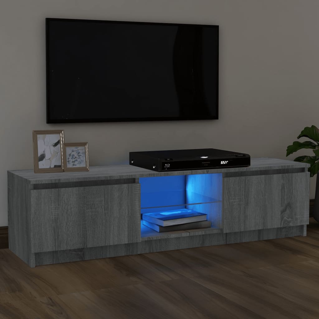 vidaXL Meuble TV avec lumières LED sonoma gris 120x30x35,5 cm