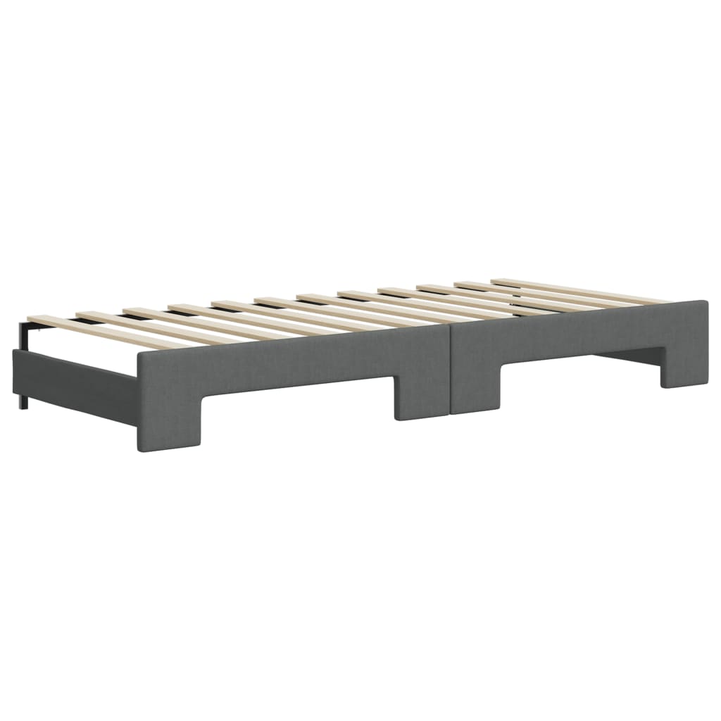 vidaXL Lit de jour avec gigogne et matelas gris foncé 80x200 cm tissu