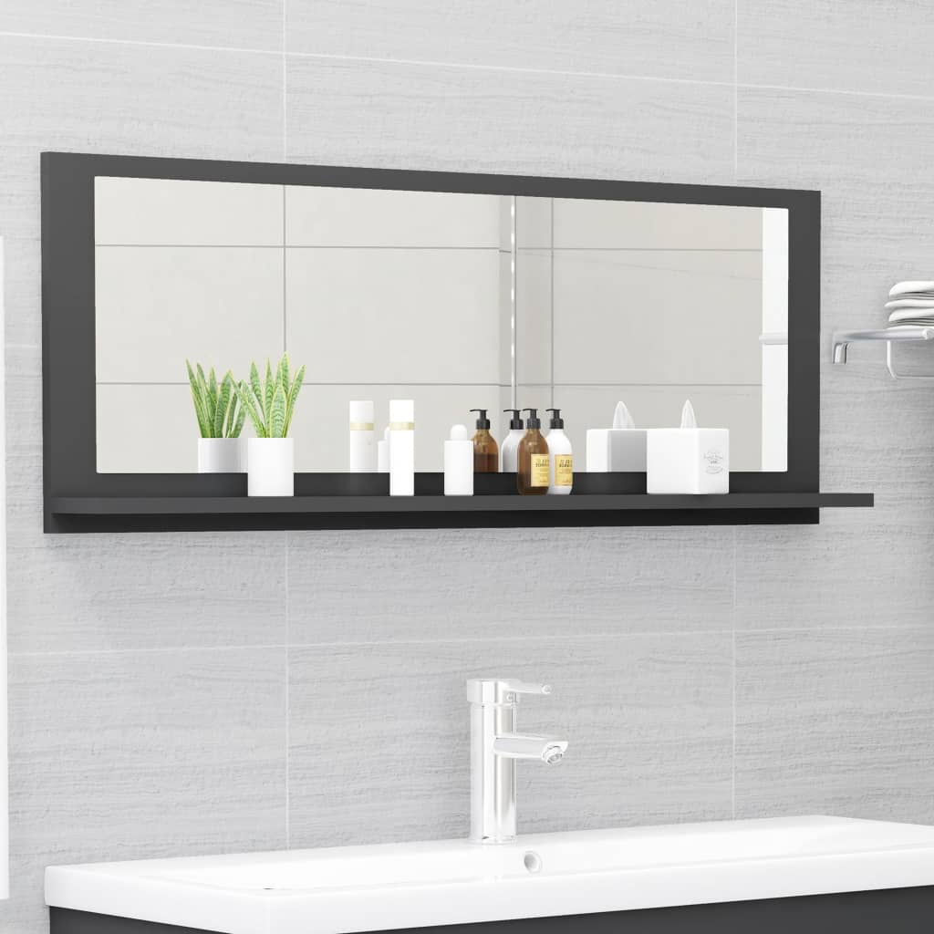 vidaXL Miroir de salle de bain Gris 100x10,5x37 cm Aggloméré