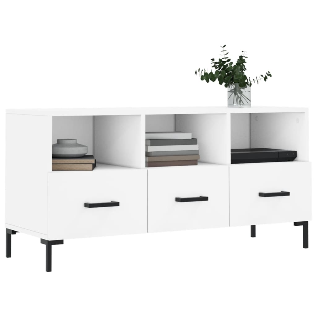 vidaXL Meuble TV blanc 102x36x50 cm bois d'ingénierie