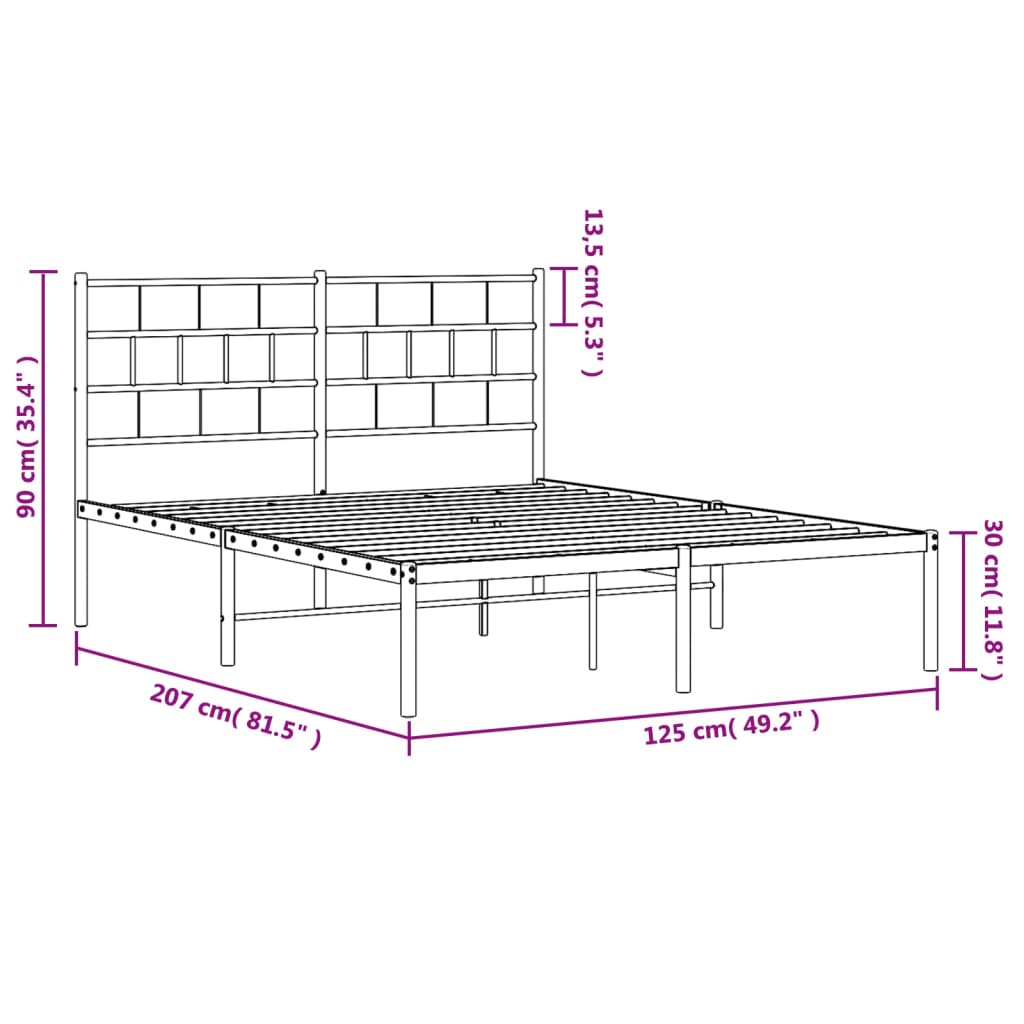 vidaXL Cadre de lit métal sans matelas et tête de lit blanc 120x200 cm