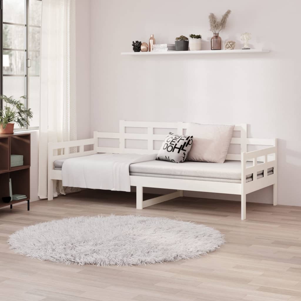 vidaXL Lit de jour sans matelas blanc bois de pin massif 90x200 cm