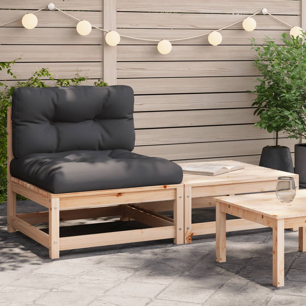 vidaXL Canapé de jardin sans accoudoirs avec coussins et repose-pieds